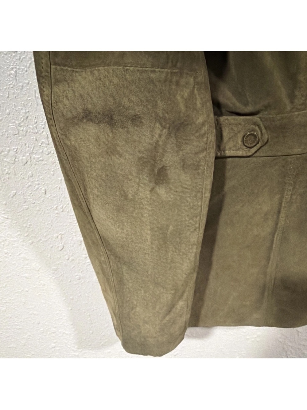 Vintage Y2K Eddie Bauer Olive Green Suede Jacket - Women's Casual Leather Coat - Picture 7 of 13